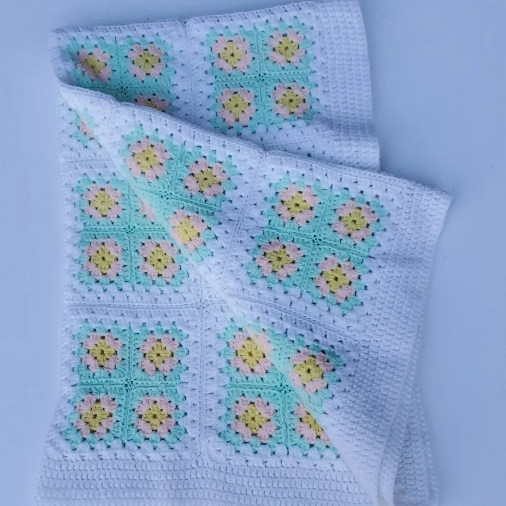 Grannycore handmade crochet baby blanket perfect